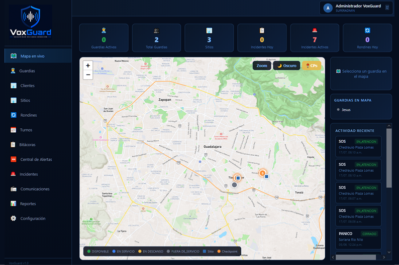Central de alertas SOS