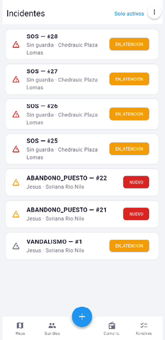 App supervisor incidentes